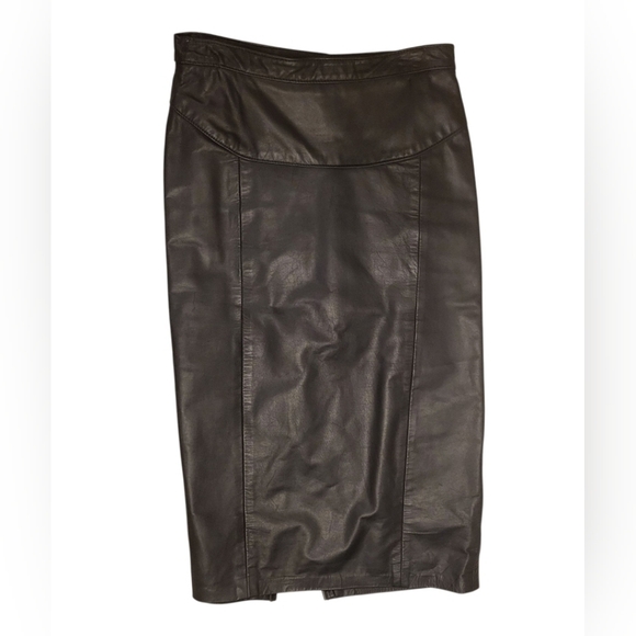 Vintage Northside Leather Pencil Skirt Front Slit Size 9 Made In USA - Picture 2 of 7